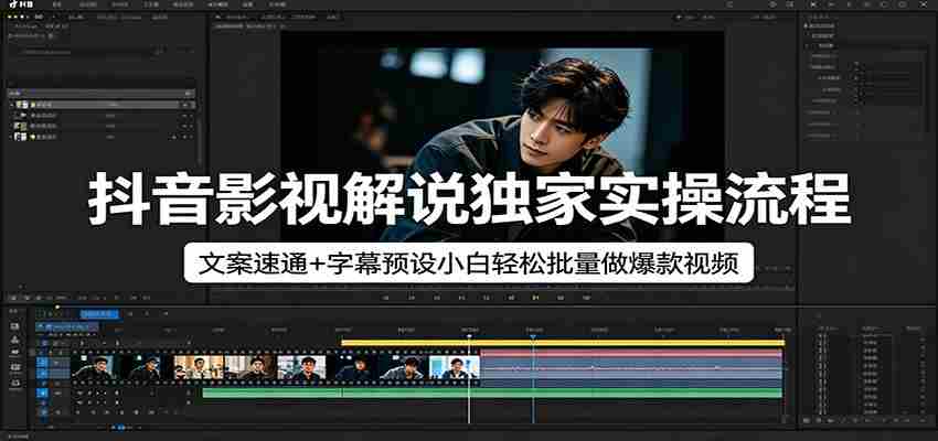 抖音影视解说独家实操流程，文案速通+字幕预设小白轻松批量做爆款视频-金启创业网 - 网上赚钱方法教程大全 - www.jinqi6.top