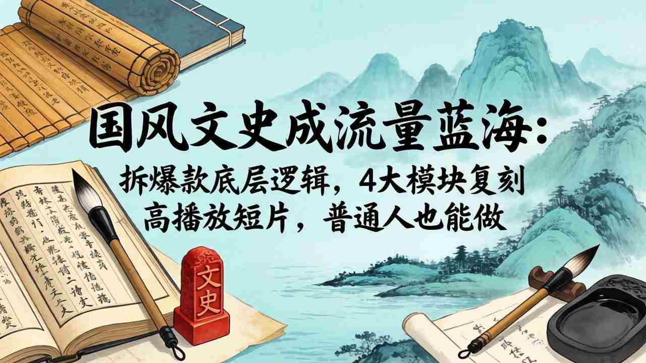 （18227期）国风文史成流量蓝海：拆爆款底层逻辑，4大模块复刻高播放短片，普通人也能做-金启创业网 - 网上赚钱方法教程大全 - www.jinqi6.top