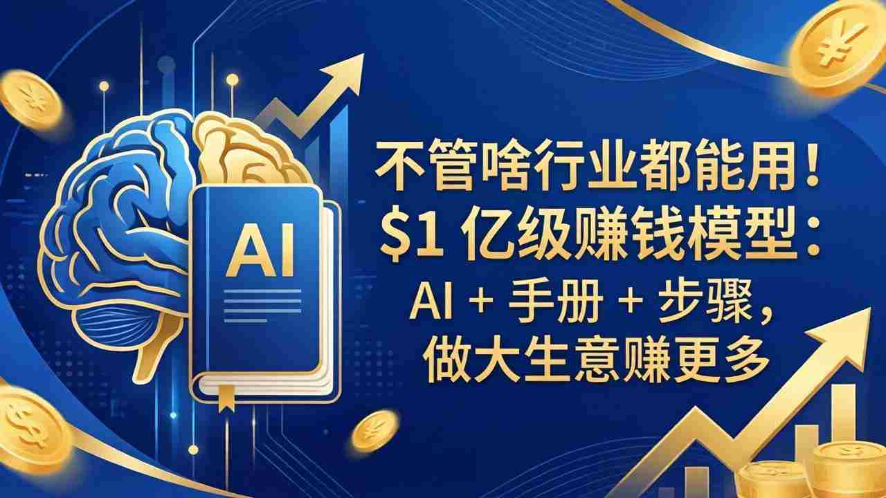 （18055期）不管啥行业都能用！$1 亿级赚钱模型：AI + 手册 + 步骤，做大生意赚更多-金启创业网 - 网上赚钱方法教程大全 - www.jinqi6.top