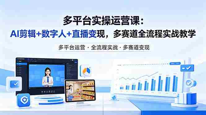 （18193期）某团队多平台实操运营课-更新26年4月25：AI剪辑+数字人+直播变现，多赛道全流程实战教学-金启创业网 - 网上赚钱方法教程大全 - www.jinqi6.top