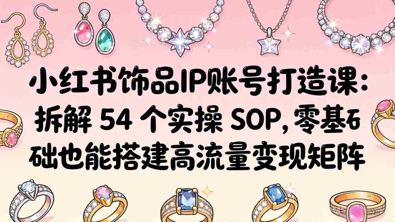 （18101期）小红书饰品IP账号打造课：拆解 54 个实操 SOP，零基础也能搭建高流量变现矩阵-金启创业网 - 网上赚钱方法教程大全 - www.jinqi6.top