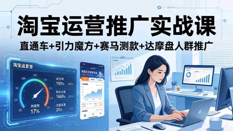 （18029期）淘宝运营推广实战课（更新26年4月）直通车+引力魔方+赛马测款+达摩盘人群推广等-金启创业网 - 网上赚钱方法教程大全 - www.jinqi6.top