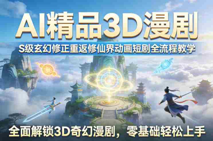 AI精品3D漫剧S级玄幻修正重返修仙界动画短剧全流程教学，全面解锁3D奇幻漫剧，零基础轻松上手-金启创业网 - 网上赚钱方法教程大全 - www.jinqi6.top