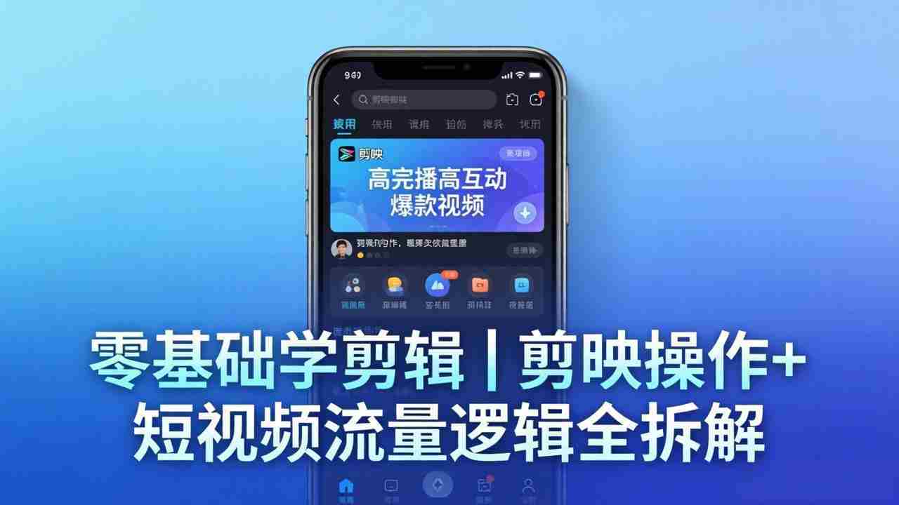 （18117期） 【零基础学剪辑】剪映操作+短视频流量逻辑全拆解｜手把手教你剪出高完播高互动爆款视频-金启创业网 - 网上赚钱方法教程大全 - www.jinqi6.top