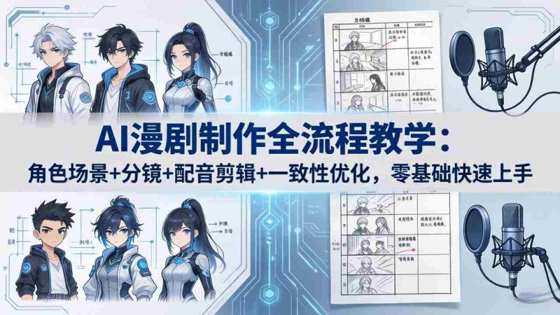 （18090期）AI漫剧制作全流程教学：角色场景+分镜+配音剪辑+一致性优化，零基础快速上手-金启创业网 - 网上赚钱方法教程大全 - www.jinqi6.top
