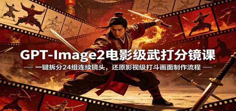 GPT-Image2电影级武打分镜课:一键拆分24组连续镜头,还原影视级打斗画面制作流程-金启创业网 - 网上赚钱方法教程大全 - www.jinqi6.top