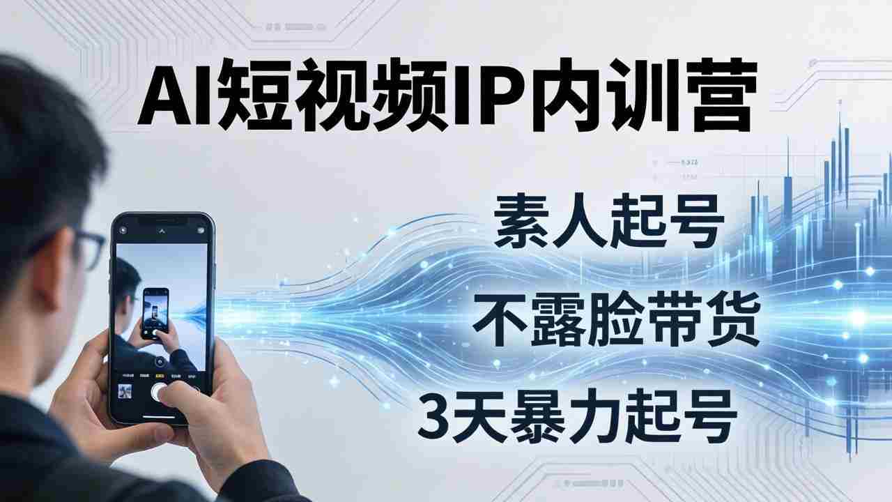 （17852期）2026AI短视频IP内训营：从素人起号到不露脸带货，3天暴力起号全流程拆解-金启创业网 - 网上赚钱方法教程大全 - www.jinqi6.top