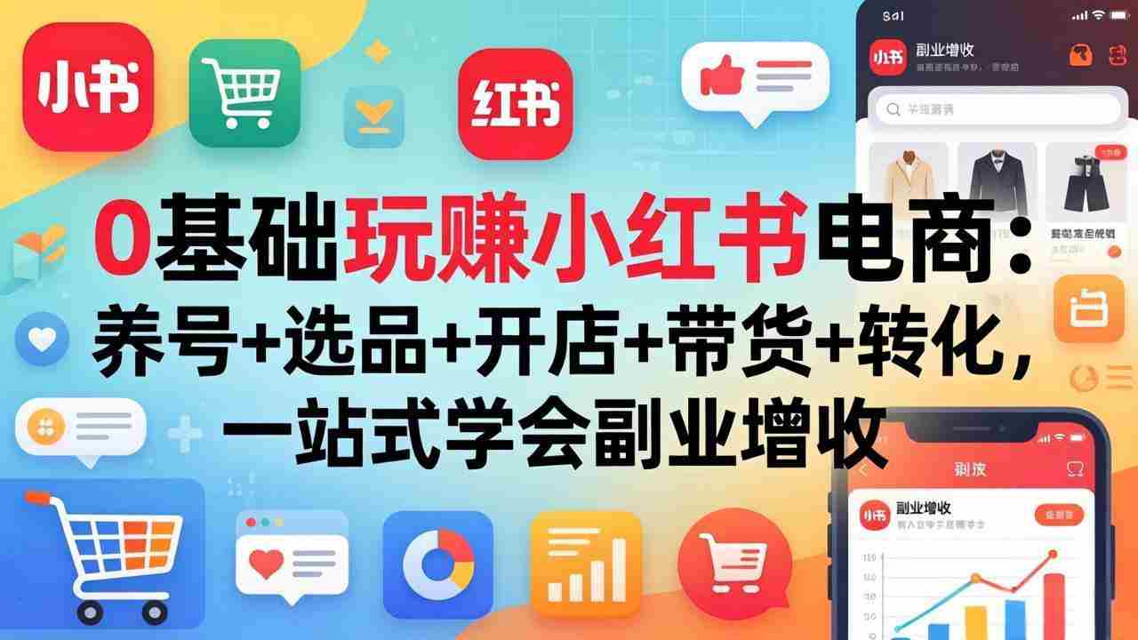 （17949期）0基础玩赚小红书电商：养号+选品+开店+带货+转化，一站式学会副业增收-金启创业网 - 网上赚钱方法教程大全 - www.jinqi6.top