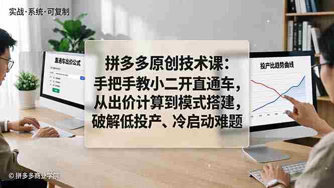 （18159期）拼多多原创技术课：手把手教小二开直通车，从出价计算到模式搭建，破解低投产、冷启动难题-金启创业网 - 网上赚钱方法教程大全 - www.jinqi6.top