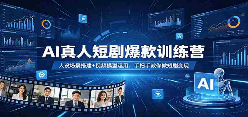 AI真人短剧爆款训练营：人设场景搭建+视频模型运用，手把手教你做短剧变现-金启创业网 - 网上赚钱方法教程大全 - www.jinqi6.top