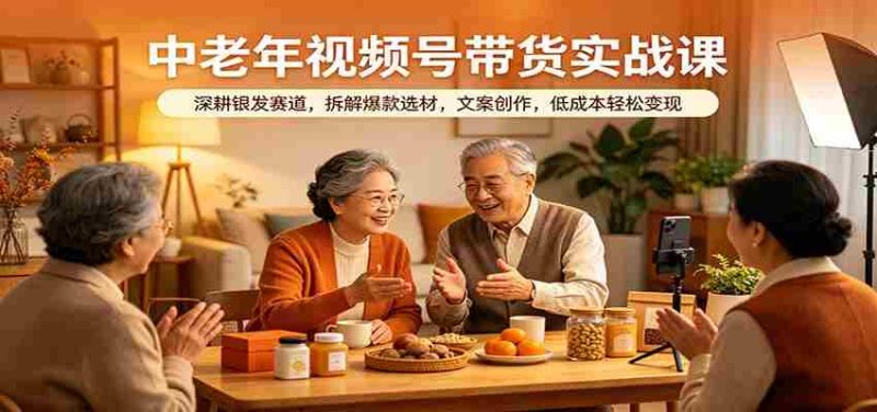 中老年视频号带货实战课：深耕银发赛道，拆解爆款选材，文案创作，低成本轻松变现-金启创业网 - 网上赚钱方法教程大全 - www.jinqi6.top