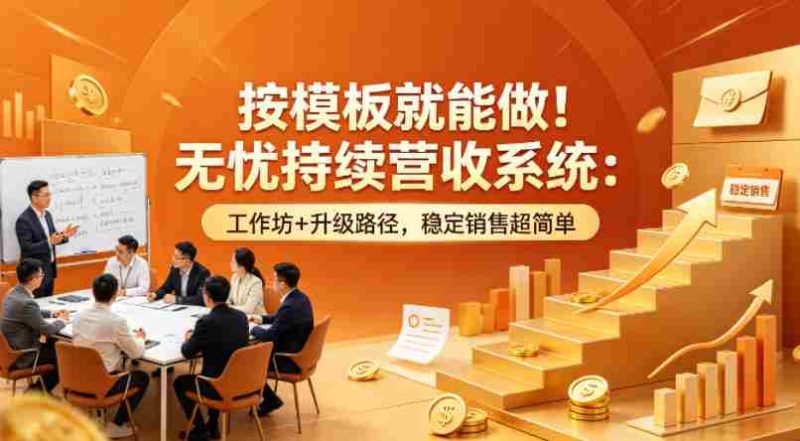 按模板就能做！无忧持续营收系统：工作坊+升级路径，稳定销售超简单【原创双语字幕】-金启创业网 - 网上赚钱方法教程大全 - www.jinqi6.top