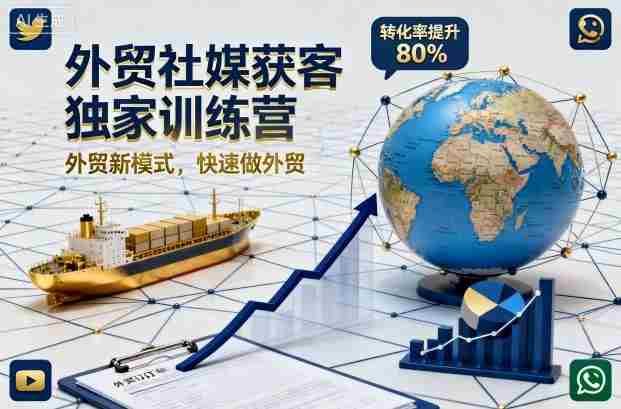 外贸社媒获客独家训练营，外贸新模式，快速做外贸（更新26年3月）-金启创业网 - 网上赚钱方法教程大全 - www.jinqi6.top
