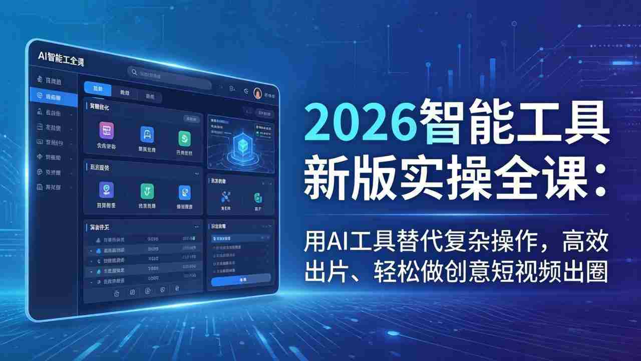 （18005期）2026智能工具新版实操全课：用AI工具替代复杂操作，高效出片、轻松做创意短视频出圈-金启创业网 - 网上赚钱方法教程大全 - www.jinqi6.top