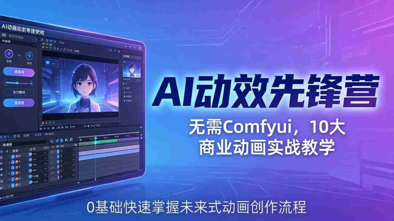 （18077期）AI 动效先锋营：无需Comfyui，10大商业动画实战教学，0基础快速掌握未来式动画创作流程-金启创业网 - 网上赚钱方法教程大全 - www.jinqi6.top