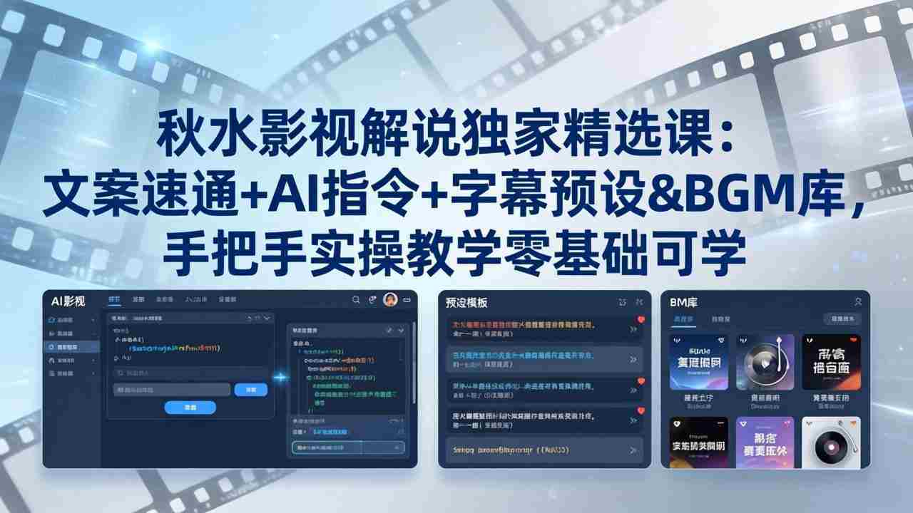 （18080期）秋水影视解说独家精选课：文案速通+AI指令+字幕预设+BGM库，手把手实操教学零基础可学-金启创业网 - 网上赚钱方法教程大全 - www.jinqi6.top