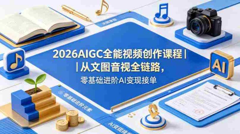 2026AIGC全能视频创作课程|从文图音视全链路,零基础进阶AI变现接单-金启创业网 - 网上赚钱方法教程大全 - www.jinqi6.top