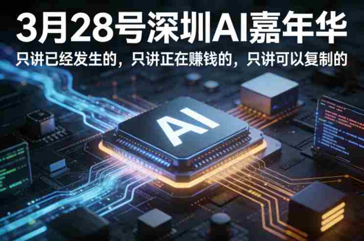 3月28号深圳AI嘉年华，只讲已经发生的，只讲正在賺钱的，只讲可以复制的-金启创业网 - 网上赚钱方法教程大全 - www.jinqi6.top