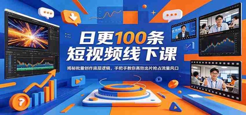 日更100条短视频线下课:揭秘批量创作底层逻辑,手把手教你高效出片抢占流量风口-金启创业网 - 网上赚钱方法教程大全 - www.jinqi6.top