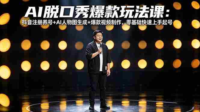 （18012期）AI脱口秀爆款玩法课：抖音注册养号+AI人物图生成+爆款视频制作，零基础快速上手起号-金启创业网 - 网上赚钱方法教程大全 - www.jinqi6.top