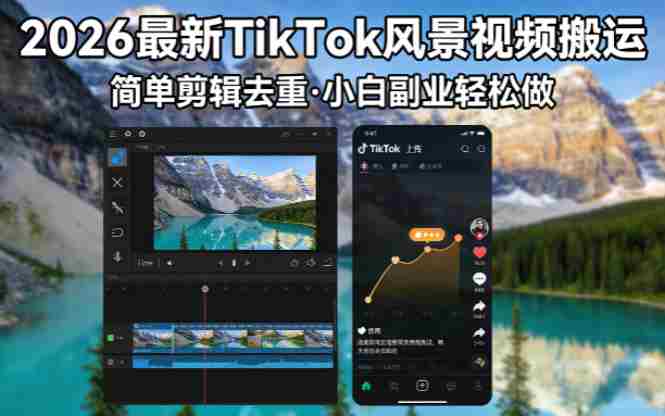 （18001期）2026最新TikTok风景视频搬运简单剪辑去重小白副业月入 8000-金启创业网 - 网上赚钱方法教程大全 - www.jinqi6.top