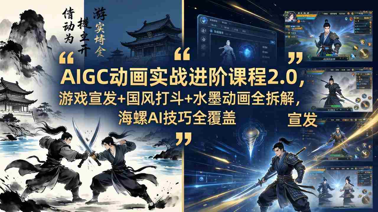 （18235期）AIGC动画实战进阶课程2.0，游戏宣发+国风打斗+水墨动画全拆解，海螺AI技巧全覆盖-金启创业网 - 网上赚钱方法教程大全 - www.jinqi6.top