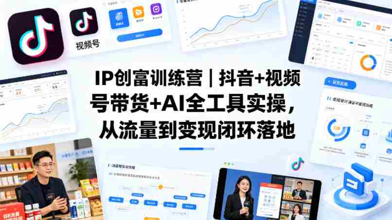 IP创富训练营｜抖音+视频号带货+AI全工具实操，从流量到变现闭环落地-金启创业网 - 网上赚钱方法教程大全 - www.jinqi6.top