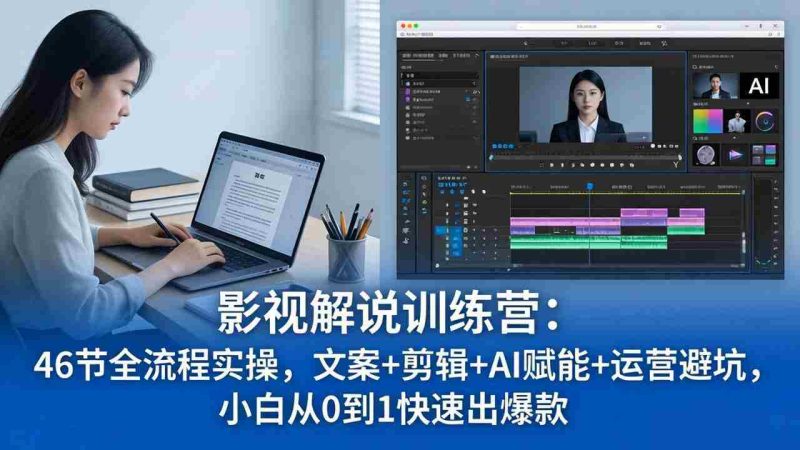 （18053期）影视解说特训营：46节全流程实操，文案+剪辑+AI赋能+运营避坑，小白从0到1快速出爆款-金启创业网 - 网上赚钱方法教程大全 - www.jinqi6.top