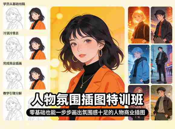 人物氛围插图特训班，零基础也能一步步画出氛围感十足的人物商业插图-金启创业网 - 网上赚钱方法教程大全 - www.jinqi6.top