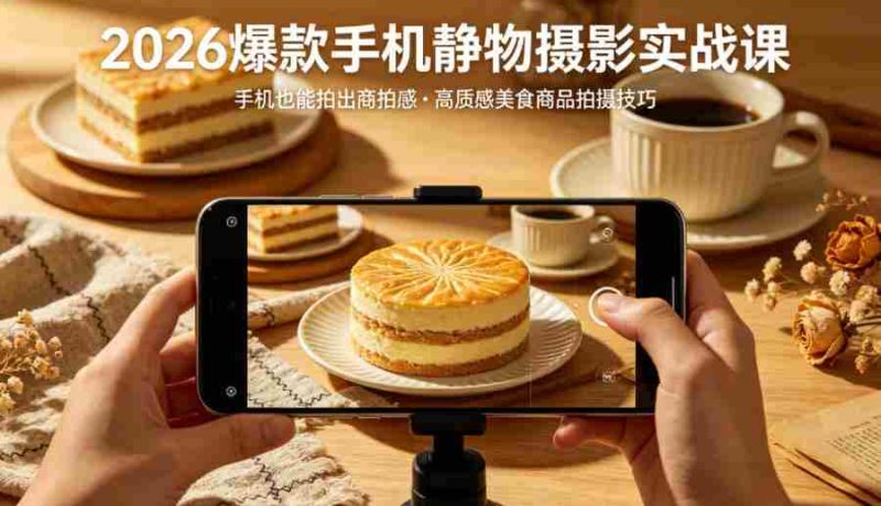 2026爆款手机静物摄影实战课，手机也能拍出商拍感，学会拍出高质感美食商品-金启创业网 - 网上赚钱方法教程大全 - www.jinqi6.top