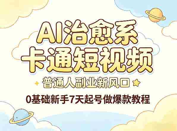 AI治愈系卡通短视频,普通人副业新风口,0基础新手7天起号做爆款教程