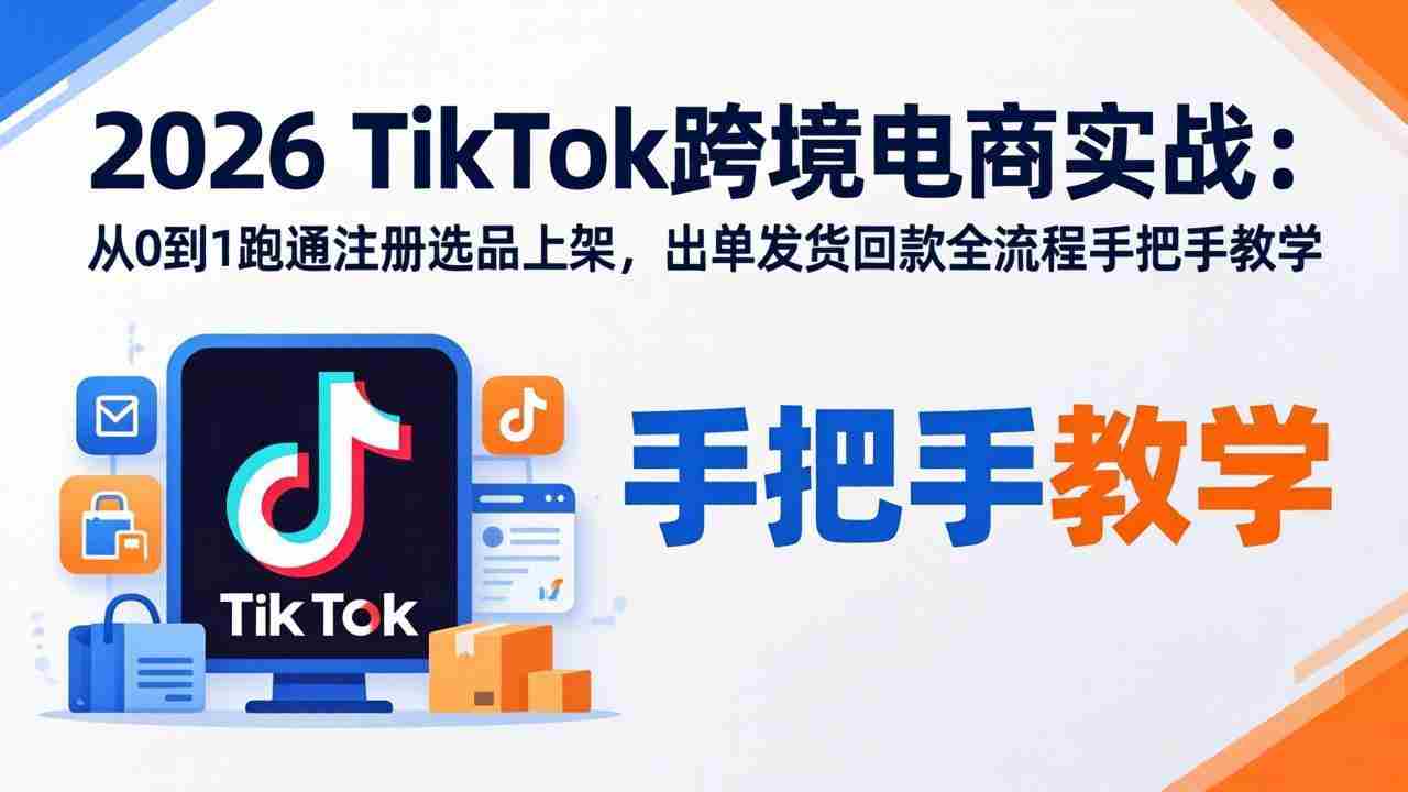 （17850期）2026TikTok跨境电商实战：从0到1跑通注册选品上架，出单发货回款全流程手把手教学-金启创业网 - 网上赚钱方法教程大全 - www.jinqi6.top