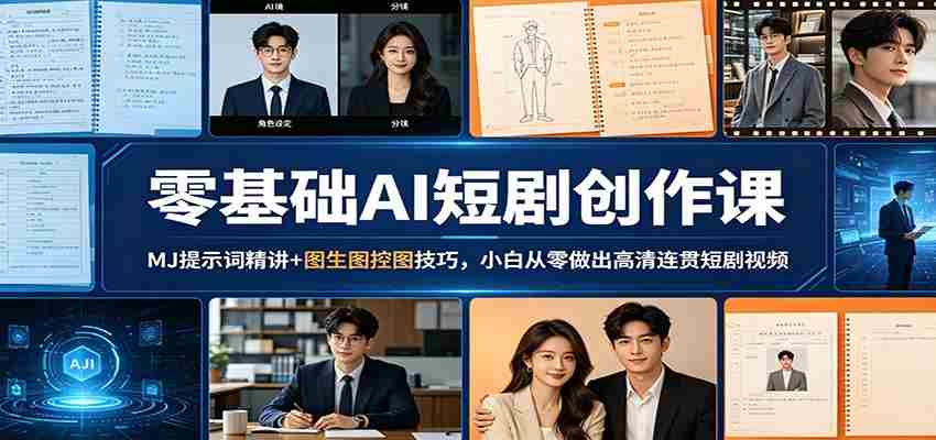 零基础AI短剧创作课：MJ提示词精讲+图生图控图技巧，小白从零做出高清连贯短剧视频-金启创业网 - 网上赚钱方法教程大全 - www.jinqi6.top