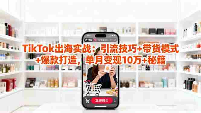 TikTok出海实战，引流技巧+带货模式+爆款打造，单月变现10万+-金启创业网 - 网上赚钱方法教程大全 - www.jinqi6.top