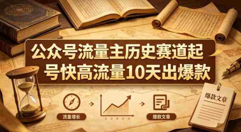 公众号流量主之历史赛道，起号快+高流量，10天就能出爆款！-金启创业网 - 网上赚钱方法教程大全 - www.jinqi6.top