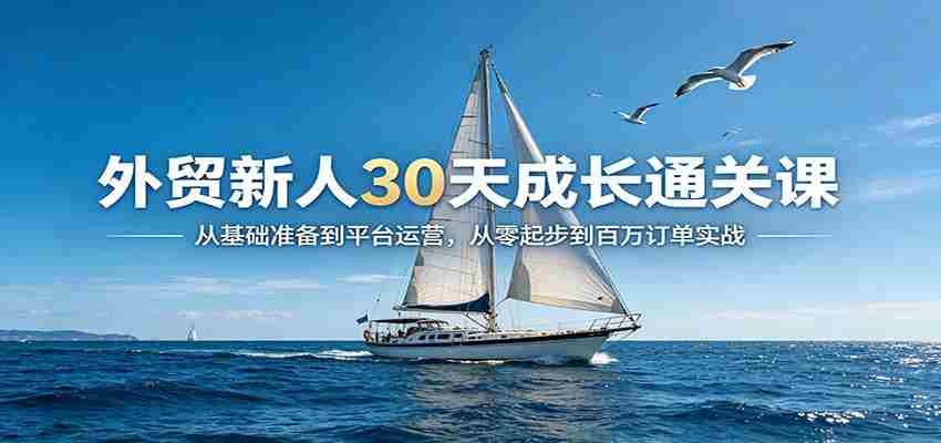 外贸新人30天成长通关课：从基础准备到平台运营，从零起步到百万订单实战-金启创业网 - 网上赚钱方法教程大全 - www.jinqi6.top