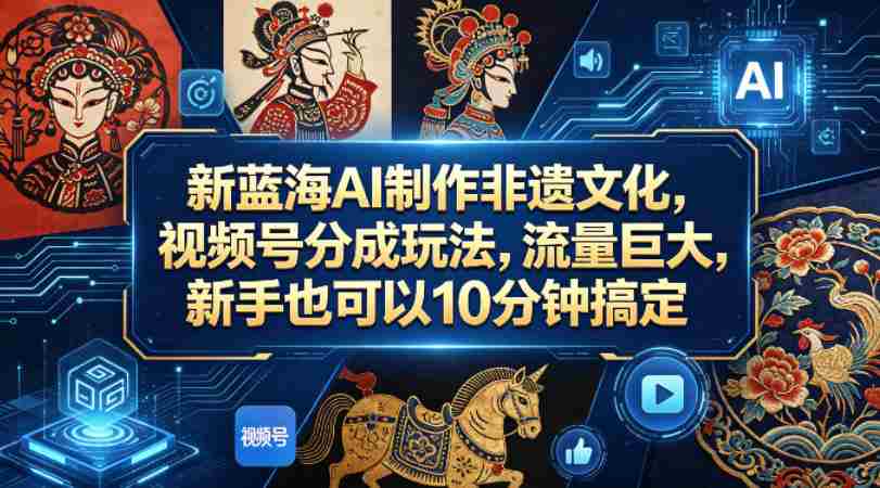 新蓝海AI制作非遗文化，视频号分成玩法，流量巨大，新手也可以10分钟搞定-金启创业网 - 网上赚钱方法教程大全 - www.jinqi6.top