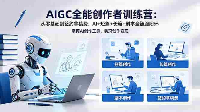 (18403期)AIGC全能创作者训练营:从零基础到签约拿稿费,AI+短篇+长篇+剧本全链路闭环-金启创业网 - 网上赚钱方法教程大全 - www.jinqi6.top