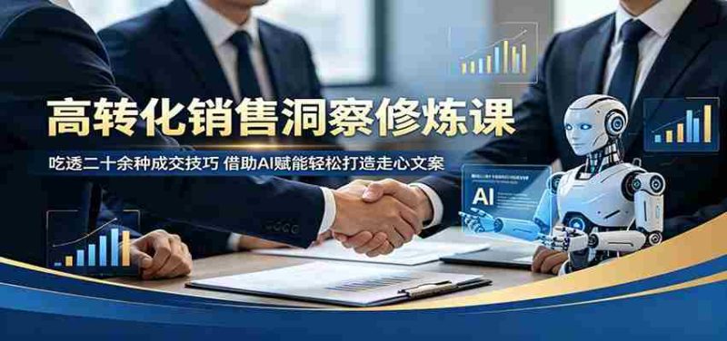 高转化销售洞察修炼课:吃透二十余种成交技巧,借助AI赋能轻松打造走心文案-金启创业网 - 网上赚钱方法教程大全 - www.jinqi6.top