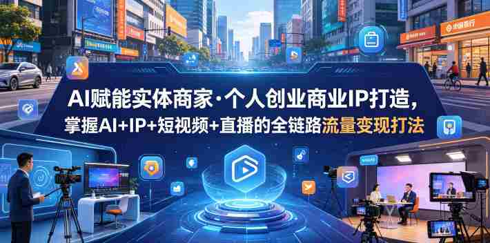 AI赋能实体商家·个人创业商业IP打造,掌握AI+IP+短视频+直播的全链路流量变现打法-金启创业网 - 网上赚钱方法教程大全 - www.jinqi6.top