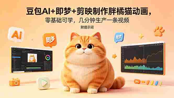 （18431期）豆包AI+即梦+剪映制作胖橘猫动画，零基础可学，几分钟生产一条视频，附提示词-金启创业网 - 网上赚钱方法教程大全 - www.jinqi6.top