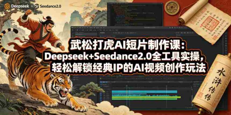 武松打虎AI短片制作课:Deepseek+Seedance2.0全工具实操,轻松解锁经典IP的AI视频创作玩法-金启创业网 - 网上赚钱方法教程大全 - www.jinqi6.top