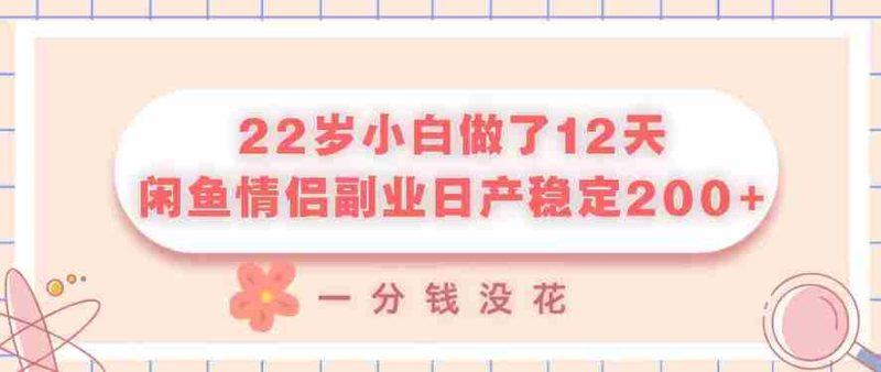 22岁小白做了12天，闲鱼情侣副业日产稳定2张+，一分钱没花-金启创业网 - 网上赚钱方法教程大全 - www.jinqi6.top