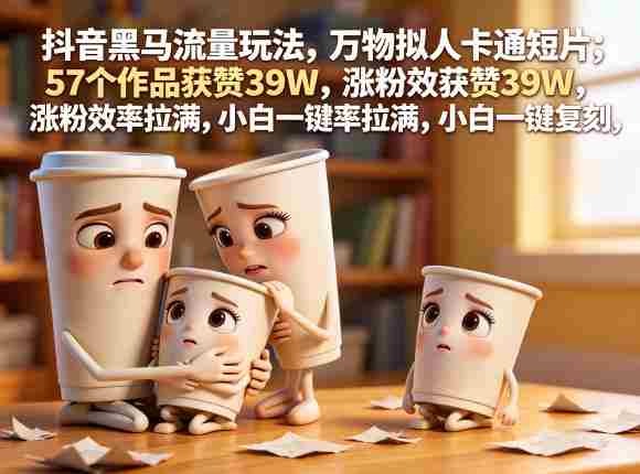 抖音黑马流量玩法,万物拟人卡通短片,57个作品获赞39W,涨粉效率拉满,小白一键复刻,保姆级拆解-金启创业网 - 网上赚钱方法教程大全 - www.jinqi6.top