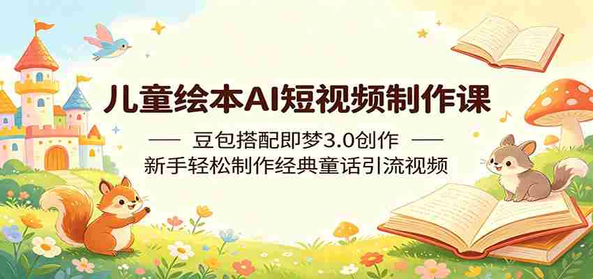 儿童绘本AI短视频制作课：豆包搭配即梦3.0创作，新手轻松制作经典童话引流视频-金启创业网 - 网上赚钱方法教程大全 - www.jinqi6.top