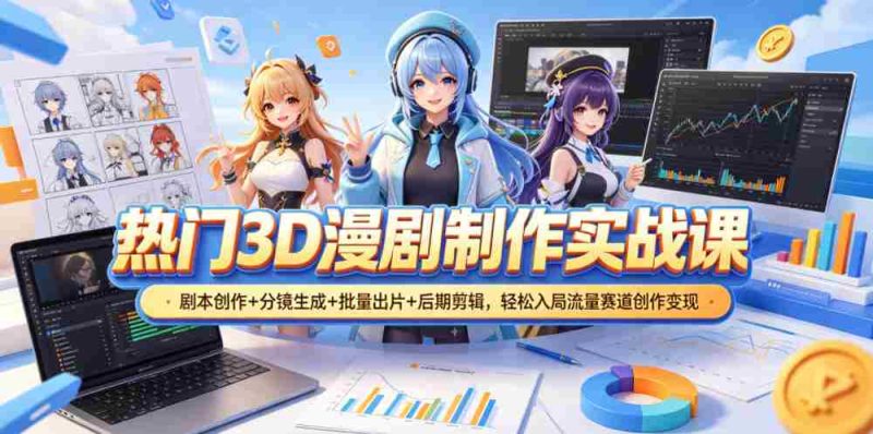热门3D漫剧制作实战课,剧本创作+分镜生成+批量出片+后期剪辑,轻松入局流量赛道创作变现-金启创业网 - 网上赚钱方法教程大全 - www.jinqi6.top