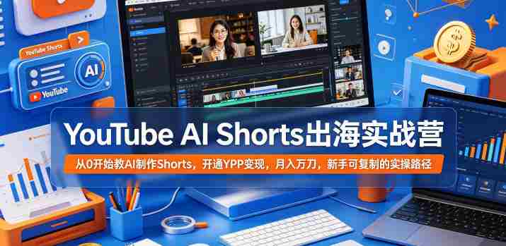 YouTube AI Shorts出海实战营,从0开始教AI制作Shorts,开通YPP变现,月入万刀,新手可复制的实操路径-金启创业网 - 网上赚钱方法教程大全 - www.jinqi6.top