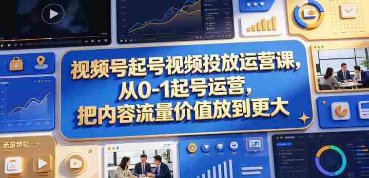 视频号起号视频投放运营课,从0-1起号运营,把内容流量价值放到更大-金启创业网 - 网上赚钱方法教程大全 - www.jinqi6.top