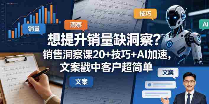 想提升销量缺洞察?销售洞察课20+技巧+AI加速,文案戳中客户超简单【原创双语字幕】-金启创业网 - 网上赚钱方法教程大全 - www.jinqi6.top