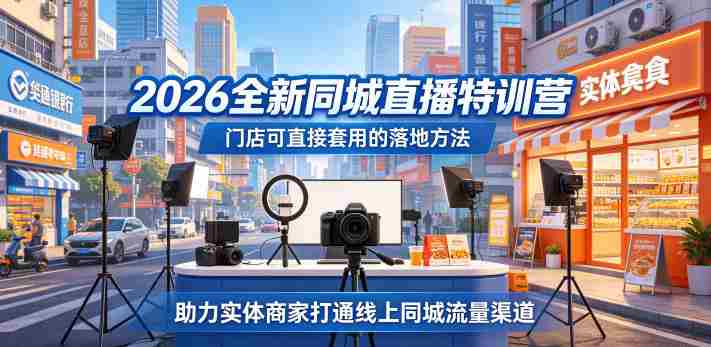 2026全新同城直播特训营,门店可直接套用的落地方法,助力实体商家打通线上同城流量渠道-金启创业网 - 网上赚钱方法教程大全 - www.jinqi6.top